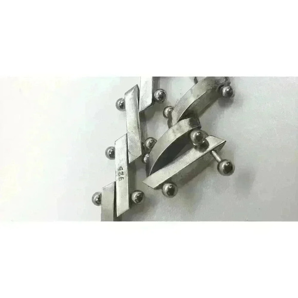 Vintage Bracelet Bar Link Fancy 925 Sterling Silver MCM Mod Brutalist Gift - Picture 6 of 9